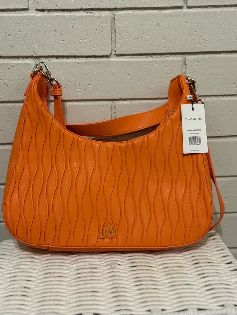 Jason Wu Orange Vegan Leather Shoulder Bag with Wave Quilting